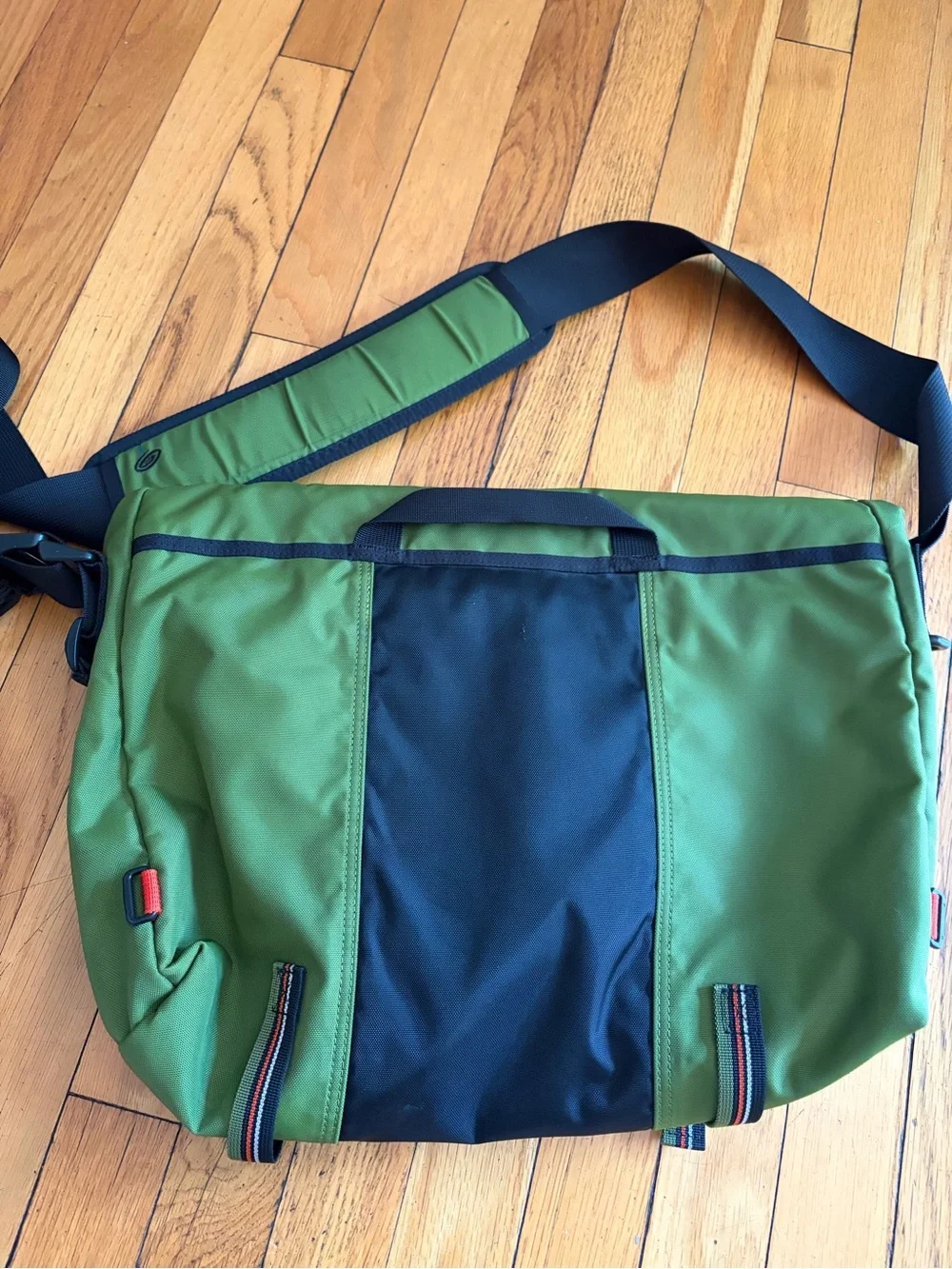 Timbuk2 Olive Green, Black & Orange Messenger Bag.